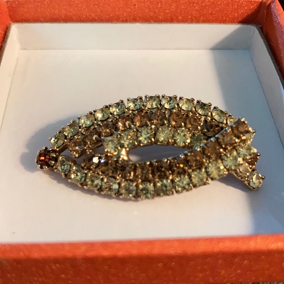 Vintage Costume Brooch Gold, brown and white. - Picture 9 of 9